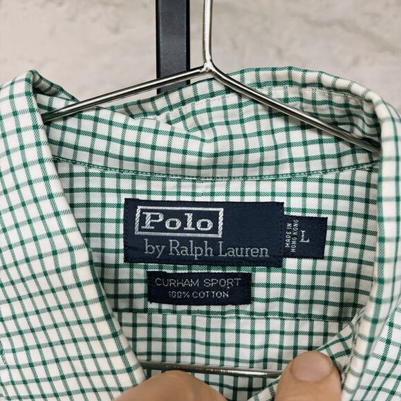 Polo Ralph Lauren Curham Shirt Mens Large Green Check Classic Button Up Vintage - Picture 5 of 5